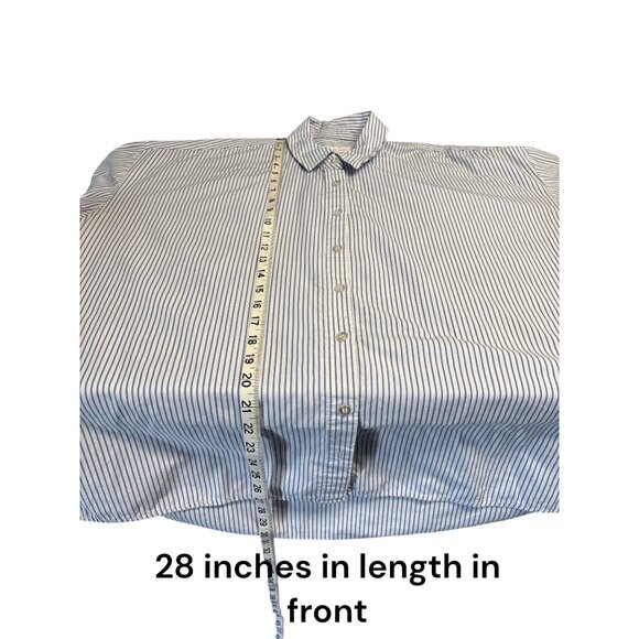 Coastal Olive & Oak Blue & White Striped Button-Up Shirt Womens L Cotton/Poly Bl - Picture 7 of 7
